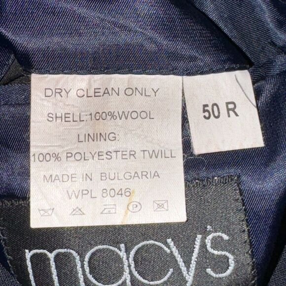 Savile Row 2 Button Blazer Men's Size 50R Navy Blue Pockets 100% Wool Jacket - Picture 7 of 7